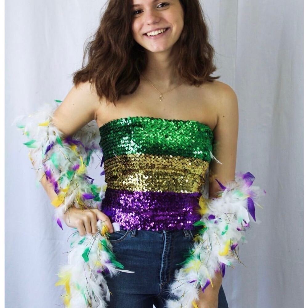 Mardi Gras Sequin Tube Top